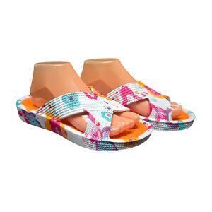 MUK LUKS Fuchsia Floral Sandals Spa Day Slide on Shoes
